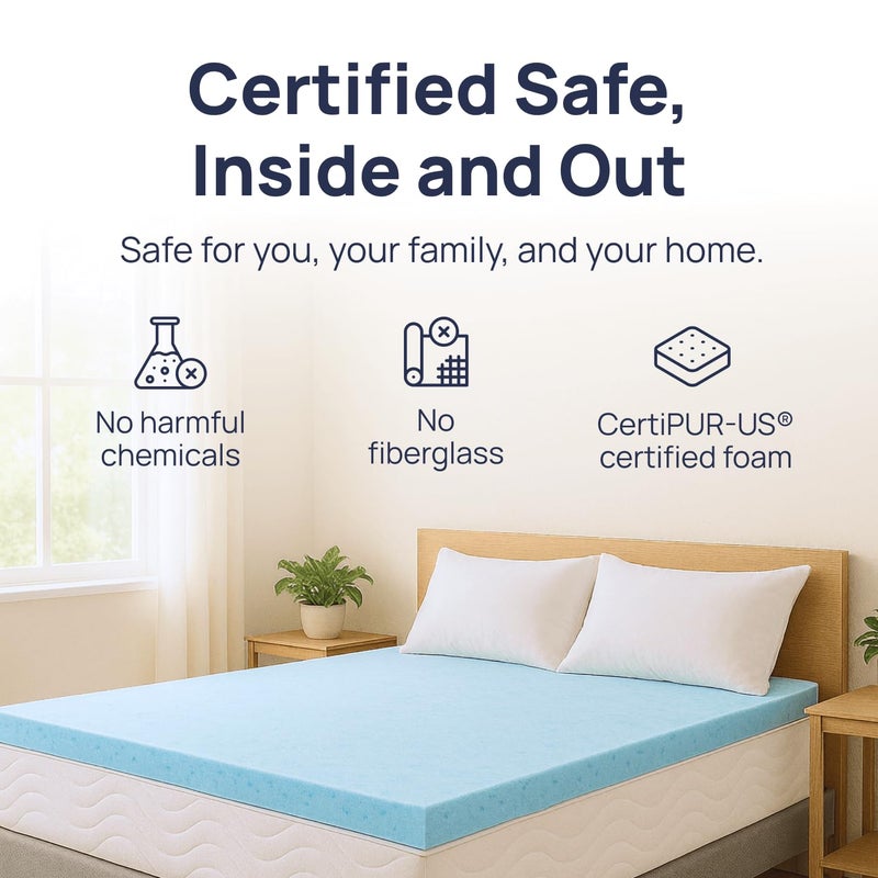 Sure2Sleep Gel Swirl Memory Foam Mattress Topper - 2 Inch, Pressure Relieving, Cooling Comfort - Made in The USA & CertiPUR-US Certified - Softens Firm Beds and Extends Mattress Life - Full Size - Image 5