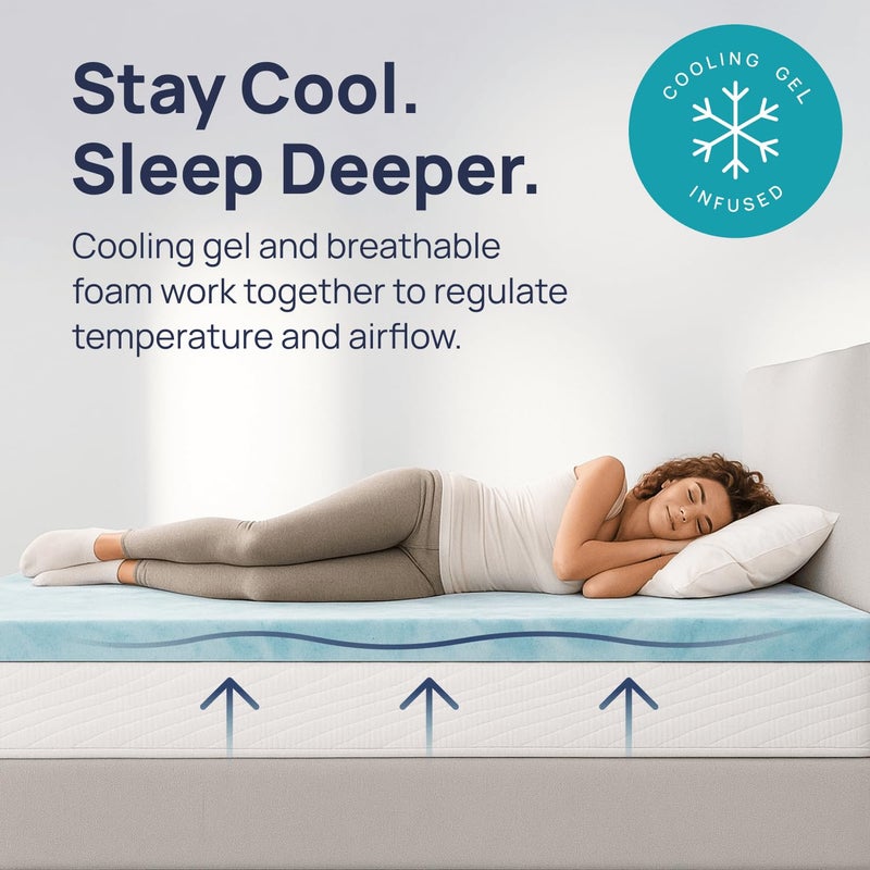 Sure2Sleep Gel Swirl Memory Foam Mattress Topper - 2 Inch, Pressure Relieving, Cooling Comfort - Made in The USA & CertiPUR-US Certified - Softens Firm Beds and Extends Mattress Life - Full Size - Image 3