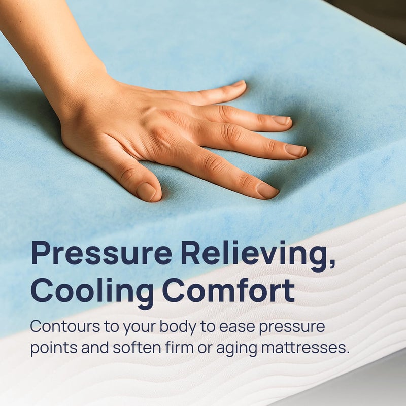 Sure2Sleep Gel Swirl Memory Foam Mattress Topper - 2 Inch, Pressure Relieving, Cooling Comfort - Made in The USA & CertiPUR-US Certified - Softens Firm Beds and Extends Mattress Life - Full Size - Image 2