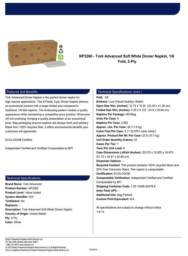 Tork Advanced Dinner Napkin - Image 5