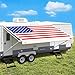 Leaveshade RV Awning Fabric Replacement Motorhome Camper Trailer Awning Fabric Super Heavy Vinyl Coated Polyester Tarpaulin Tent 133Fit for 14 Awning USA Flag Custom Looking - Image 2
