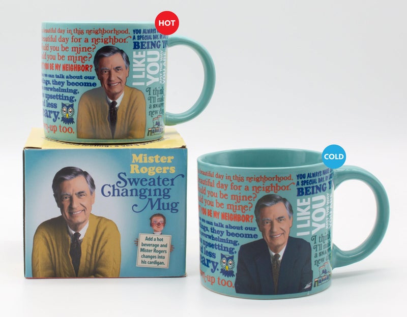 The Unemployed Philosophers Guild Mister Rogers Heat Changing Color Transforming Mug - Hot Coffee Changes Mr Rogers' Outfit, Comes in a Fun Box, 14 oz - Image 2
