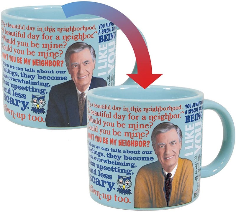 The Unemployed Philosophers Guild Mister Rogers Heat Changing Color Transforming Mug - Hot Coffee Changes Mr Rogers' Outfit, Comes in a Fun Box, 14 oz - Image 1