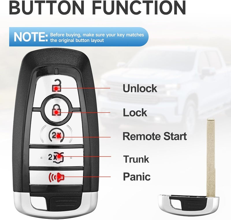LYFUCESS Smart Key Fob Replacement Fits for Ford Mustang 2017 2018 2019 2020 2021 2022 Fusion 20172021 Mustang Cobra 20192022 Proximity Keyless Entry Remote Control 902Mhz M3NA2C93142600 M3NA2C931426 - Image 4