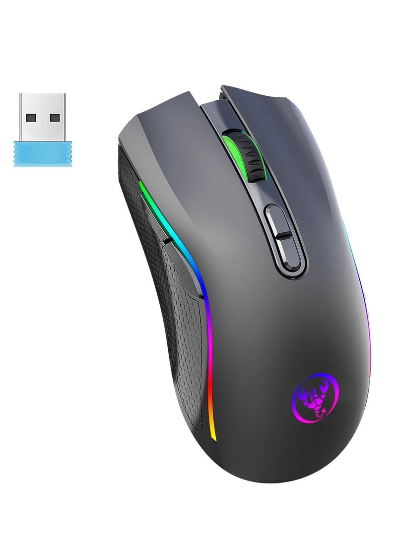 Wireless Mechanical Mouse Programmable RGB Luminous Gaming Mouse with 6 Adjustable DPI Levels