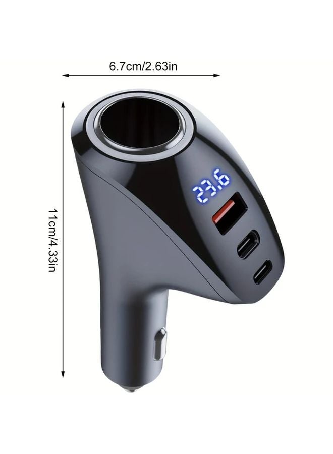 Black 175W 4 In 1 Type C Dual USB Car Charger With Voltage Display Fast Charging - Image 3