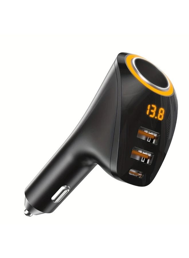 Black 175W 4 In 1 Type C Dual USB Car Charger With Voltage Display Fast Charging - Image 1