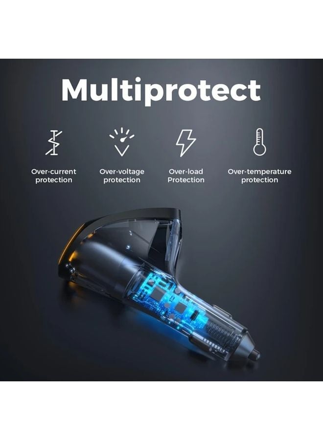 Black 175W 4 In 1 Type C Dual USB Car Charger With Voltage Display Fast Charging - Image 5