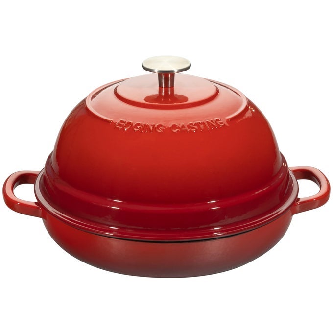 ENAMELED CAST IRON DUTCH OVEN POT WITH LID ROUND BREAD OVEN FOR HOMEMADE SOURDOUGH BREAD BAKING 6 QUART RED