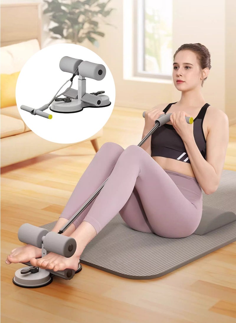 بيروي قضيب تمارين البطن الأرضي - جهاز مساعد للتمارين المحمول ذو ماصتين ذاتيتين، تمرين بطني قابل للتعديل بحبل سحب، تدريب عضلات وقوة الجذع للجيم المنزلي - Image 1