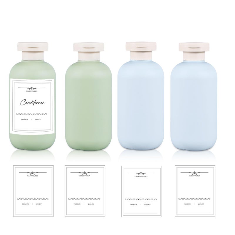 UMETASS 6.8 oz Plastic Travel Shampoo Bottles, Refillable Flip Cap Squeeze Bottles for Toiletries, Large Leakage-proof Travel Shampoo and Conditioner Container (Blue and Green) - Image 1