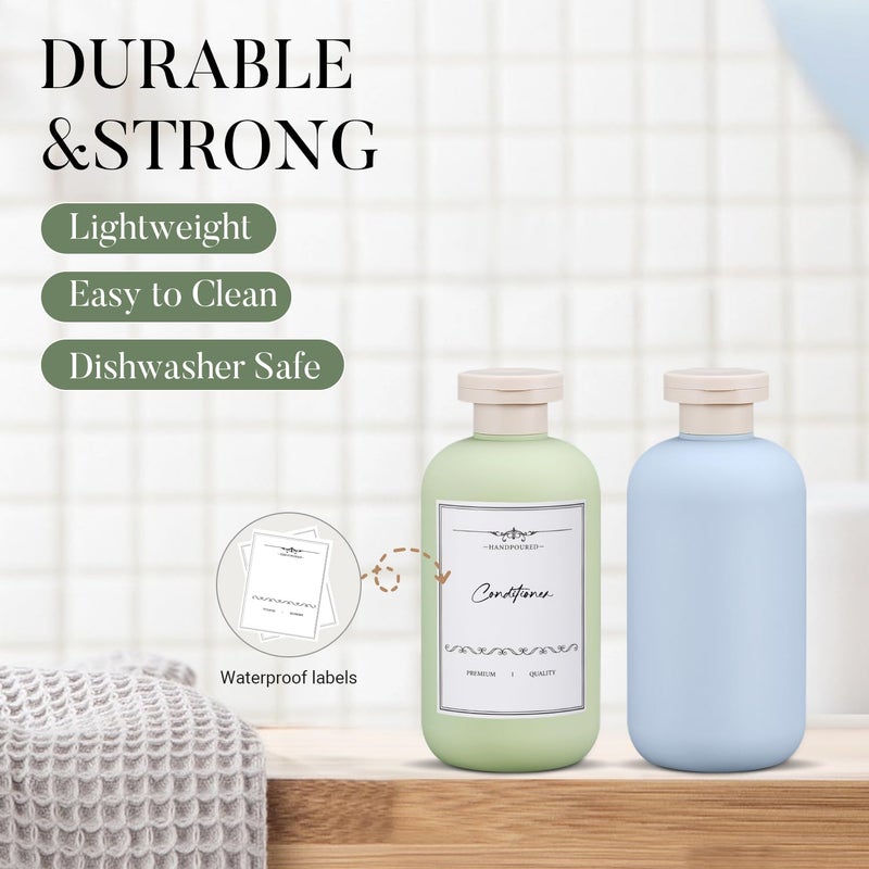 UMETASS 6.8 oz Plastic Travel Shampoo Bottles, Refillable Flip Cap Squeeze Bottles for Toiletries, Large Leakage-proof Travel Shampoo and Conditioner Container (Blue and Green) - Image 3