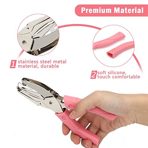 Pletpet 2 Pieces Handheld Hole Paper Punch, Pletpet Heart Hole Punch + Star Hole Punch 1/4 Inch Metal Single Hole Paper Punch, with Soft-Handled for Tags Clothing Ticket (Heart+Star) (Star+Heart) - Image 3