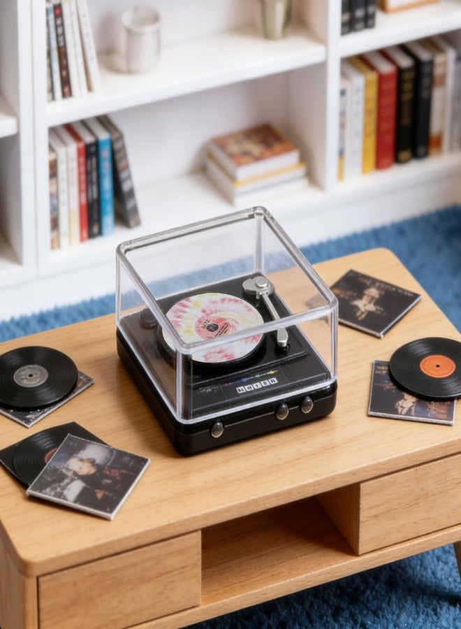 VOSAREA 1 Set Dollhouse Cd Player Model: Mini Record Player with Records for Dollhouse - Tiny House Furniture Decoration for Setup - Image 5