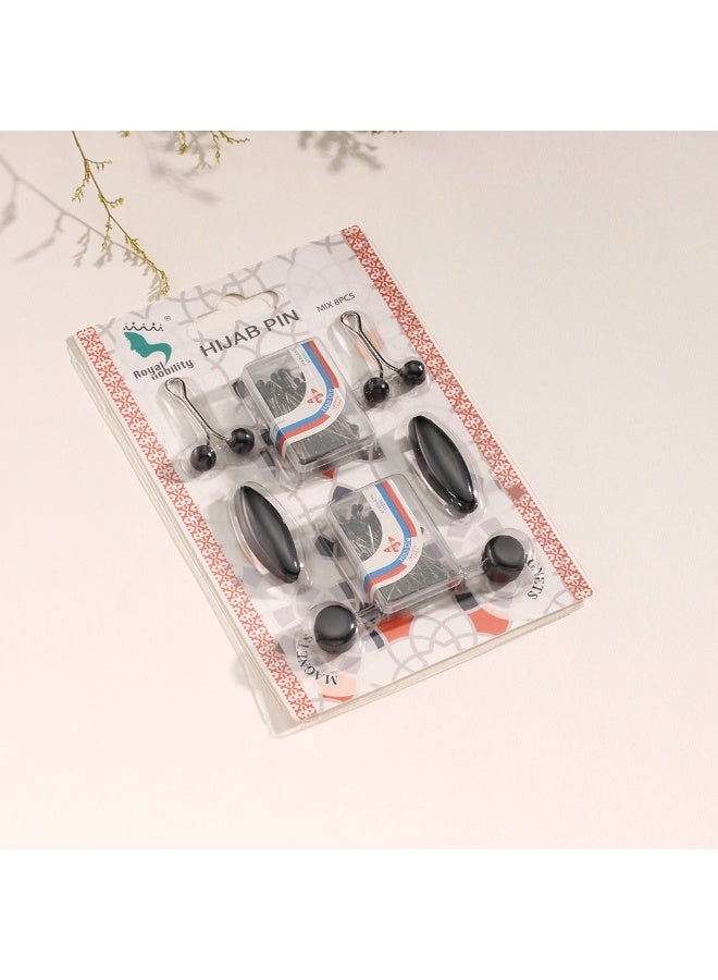 JAYATO Scarf buckle magnetic buckle set scarf fixed needle sleeve card drop rubber needle sleeve card foreign trade scarf accessories black - Image 2