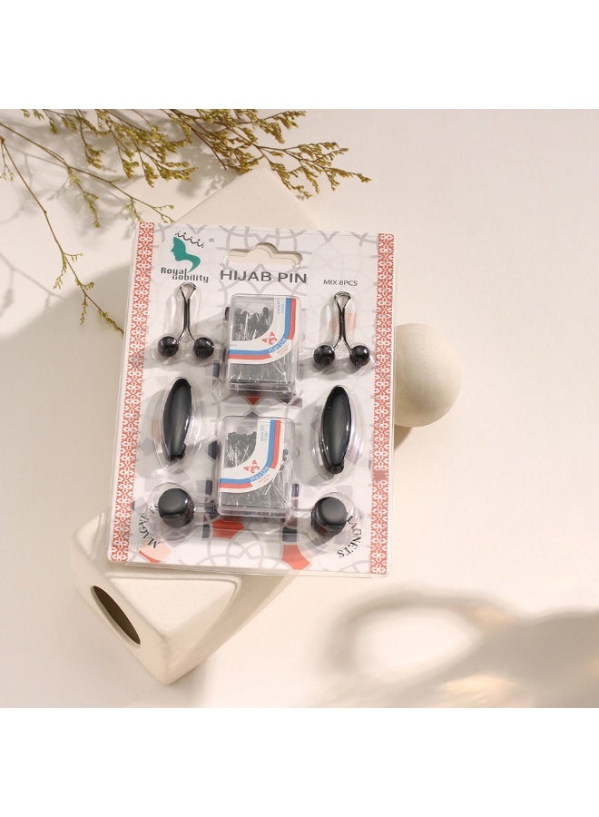 JAYATO Scarf buckle magnetic buckle set scarf fixed needle sleeve card drop rubber needle sleeve card foreign trade scarf accessories black - Image 3