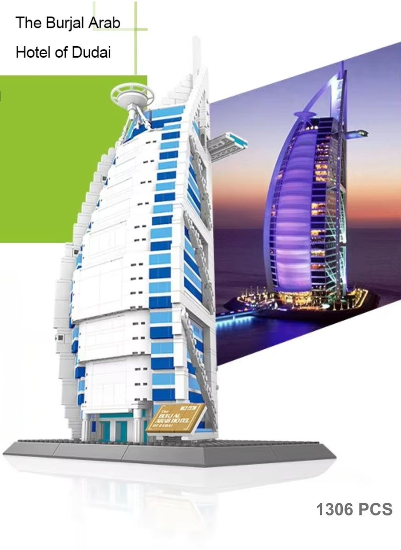 wange The BURJ AL ARAB Hotel Of Dubai Building Blocks Set-1300+PCS Assembly Architecture Model Educational Building Toys For Kids  - Image 2