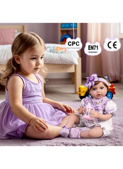 Aori Aori Lifelike Baby Dolls Real Life Baby Doll 22 Inch Realistic Reborn Baby Girl, Coming with Feeding Accessories Set for Kids 3+  - Image 2