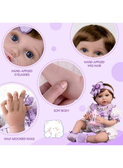 Aori Aori Lifelike Baby Dolls Real Life Baby Doll 22 Inch Realistic Reborn Baby Girl, Coming with Feeding Accessories Set for Kids 3+  - Image 5