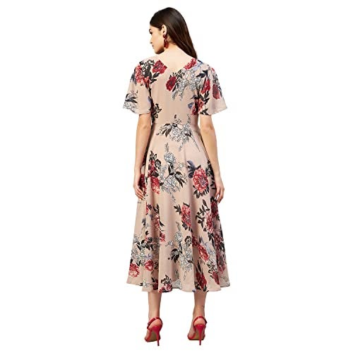 Rare Women Casual Nude Colour Maxi Floral Dress - Image 4
