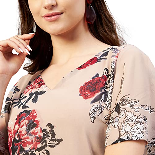 Rare Women Casual Nude Colour Maxi Floral Dress - Image 5