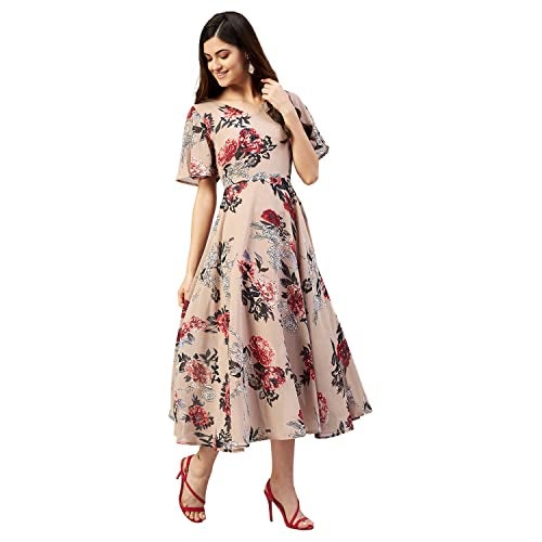 Rare Women Casual Nude Colour Maxi Floral Dress - Image 3