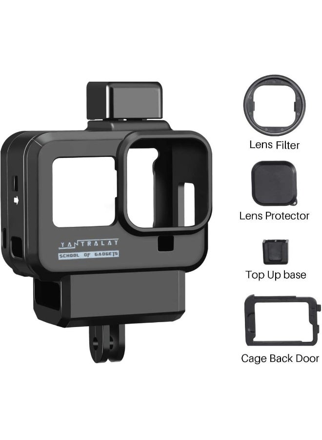 Yantralay Renewed - Yantralay YT-G8 Vlogging Case for Hero 8 | Cold Shoe Mount, Microphone Adapter, 52mm Filter Ring | Easy Battery Access | Complete Kit with Lens Protector - Black - Image 5