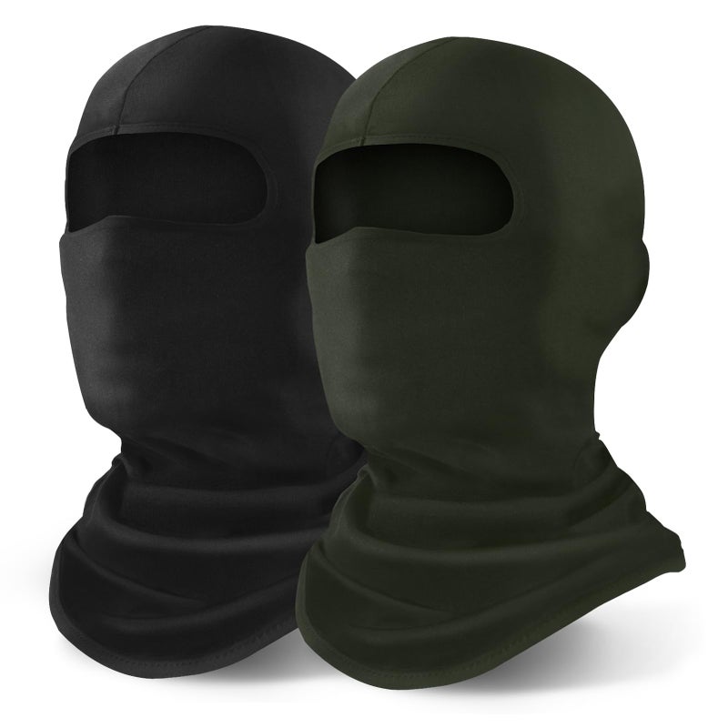 YESLIFE 2 Pieces Balaclava Ski Mask for Men and Women Winter Face Mask Shiesty for Skiing Snowboarding Motorcycle Army GreenBlack - Image 3