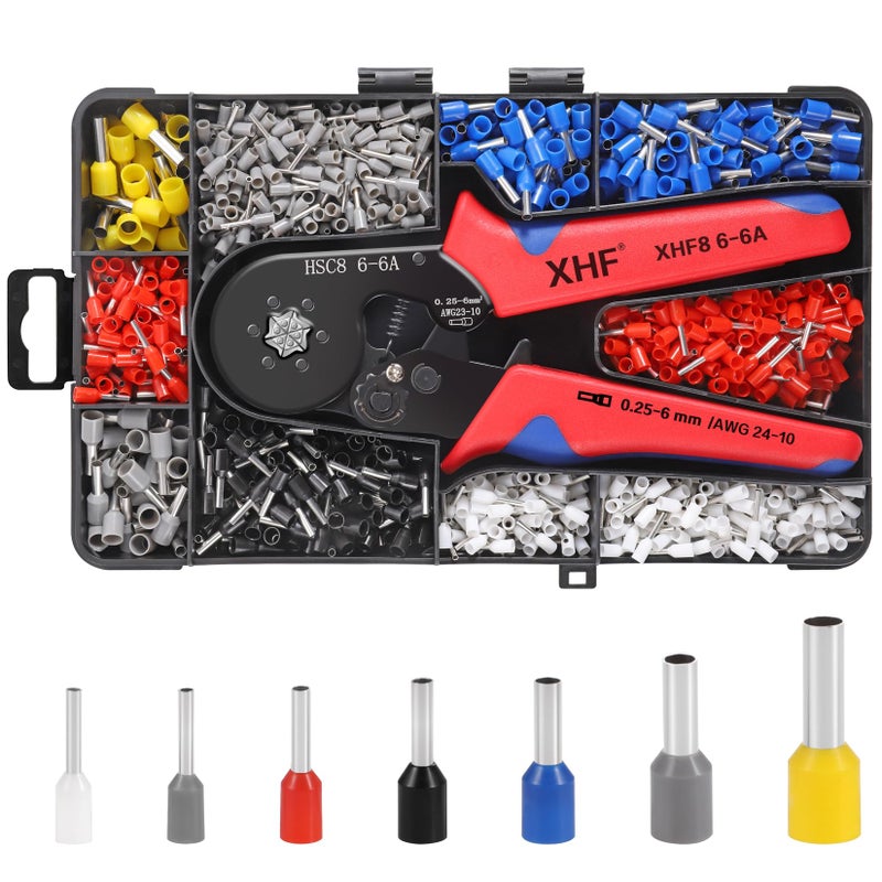 XHF 1700 PCS Ferrule Crimping Tool Kit with Hexagonal Ferrule Crimper Insulated Wire End Ferrules Terminals - Image 1