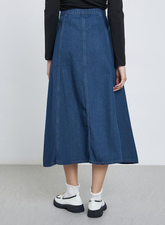 ستايلي تنورة ميدي بنسيج دنيم - Image 4