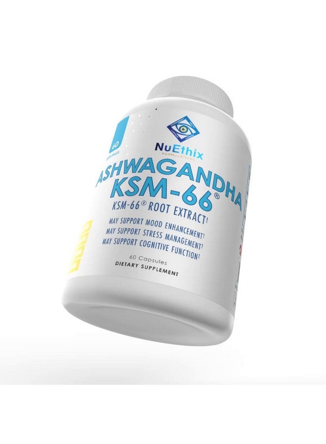 NuEthix Formulations NuEthix Formulations Ashwagandha KSM 66, 500mg of KSM-66 Root Extract, Mood, Stress, & Cognitive Support, BioPerine Black Pepper Extract, Gluten Free, Vegetarian, Non-GMO, & Dairy Free, 60 Servings  - Image 4