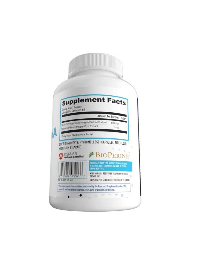 NuEthix Formulations NuEthix Formulations Ashwagandha KSM 66, 500mg of KSM-66 Root Extract, Mood, Stress, & Cognitive Support, BioPerine Black Pepper Extract, Gluten Free, Vegetarian, Non-GMO, & Dairy Free, 60 Servings  - Image 3