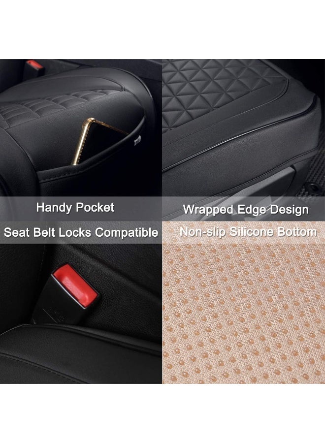 Luxury Faux Leather Car Seat Cover Front Bottom Seat Cushion Cover, Anti-Slip and Wrap Around The Bottom, Fits 95% of Vehicles - 1 Piece,Black - Image 4