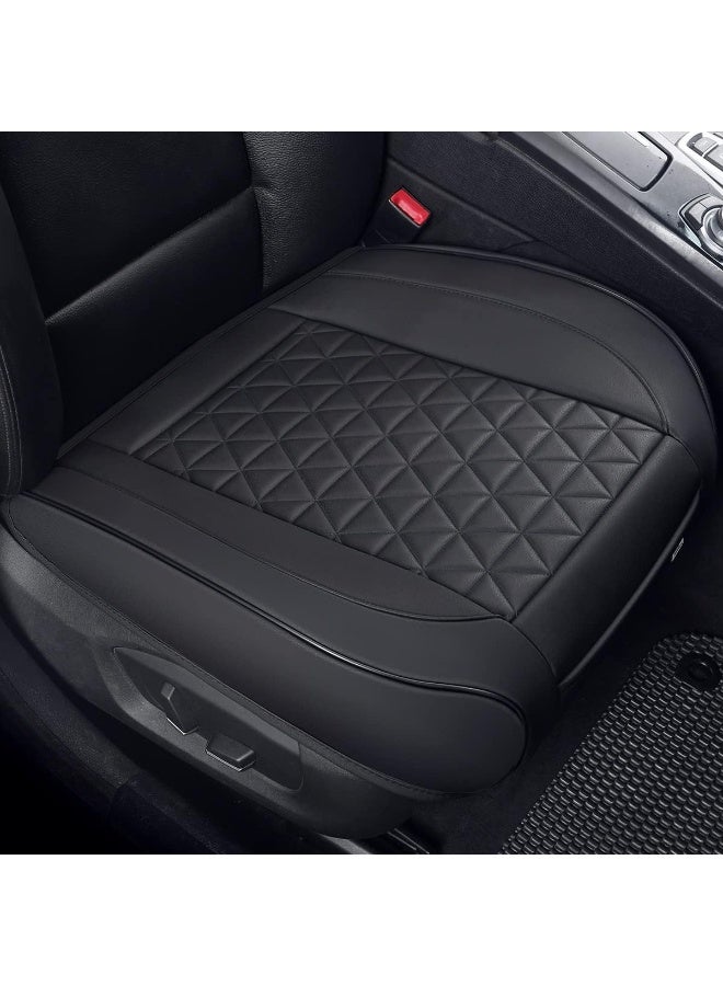 Luxury Faux Leather Car Seat Cover Front Bottom Seat Cushion Cover, Anti-Slip and Wrap Around The Bottom, Fits 95% of Vehicles - 1 Piece,Black - Image 1