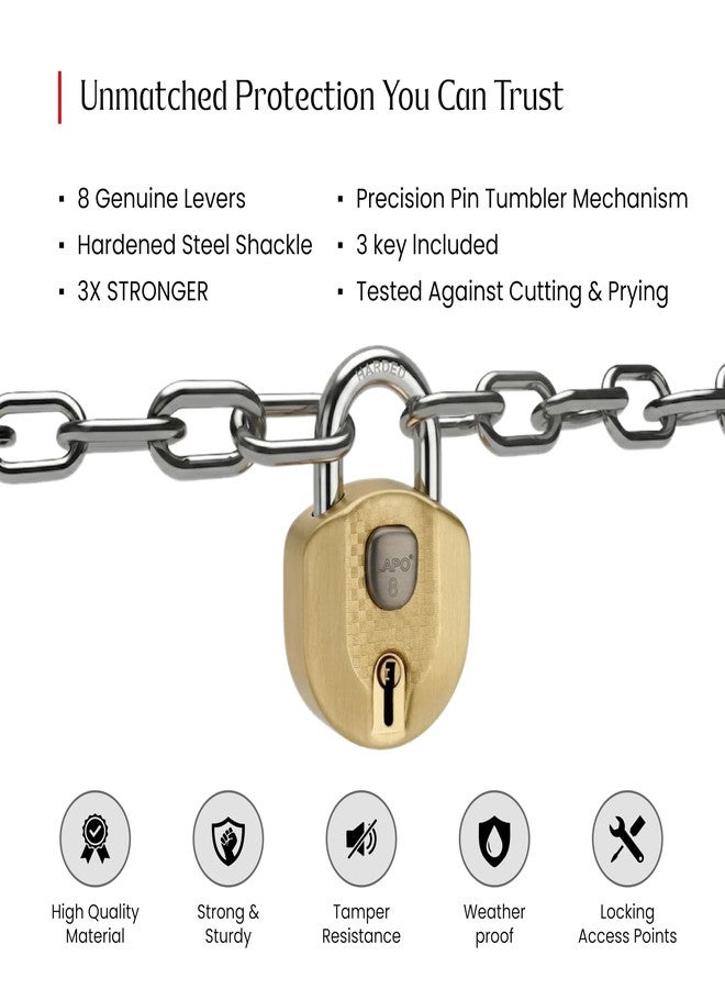 LAPO 65mm Premium Padlock for Main Door, Gate, Shop & Warehouse Security, Strong Mild Steel Body with Anti-Cut Hardened Shackle, Advanced 8 Lever Internal Locking Mechanism (Pack of 1) - Image 3