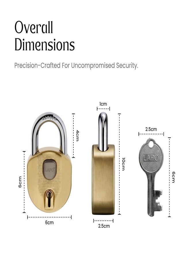 LAPO 65mm Premium Padlock for Main Door, Gate, Shop & Warehouse Security, Strong Mild Steel Body with Anti-Cut Hardened Shackle, Advanced 8 Lever Internal Locking Mechanism (Pack of 1) - Image 2