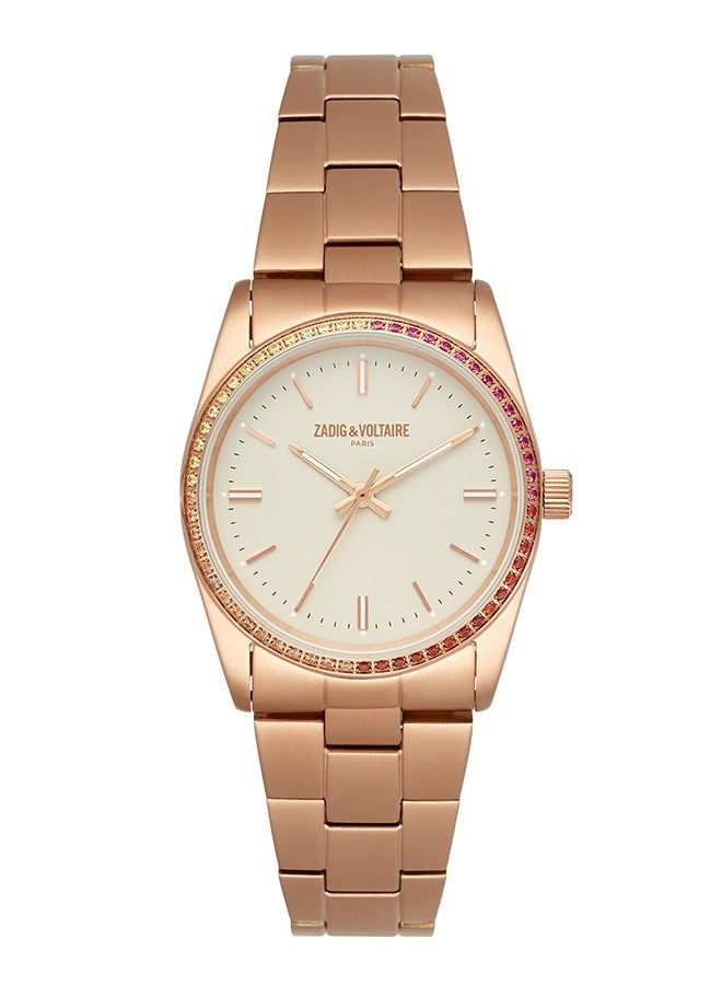 ZADIG & VOLTAIRE Women Zadig & Voltaire Stainless Steel Rose Gold Watch with Pink to Yellow Gradation Rhinestones - ZVF411 - Image 1