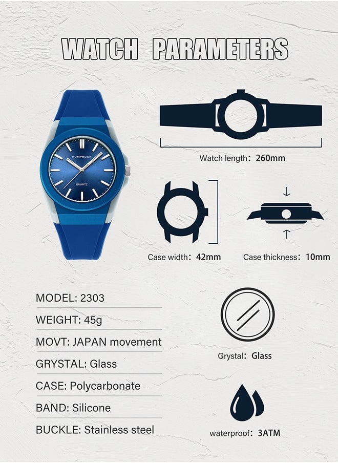 HUMPBUCK - Watches for Men & Women Fashion Casual Ultra-thin Plastic Quartz Light Sport Wristwatch Gifts for Men & Women - Image 1