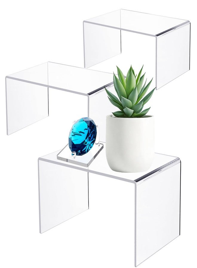 Jusalpha Acrylic Display Risers, 12 Inch, 5mm Thick, Set of 3, Heavy Duty Display Stand for Jewelry, Collectibles, Cupcakes (12'' 11'' 10.25'') - Image 1