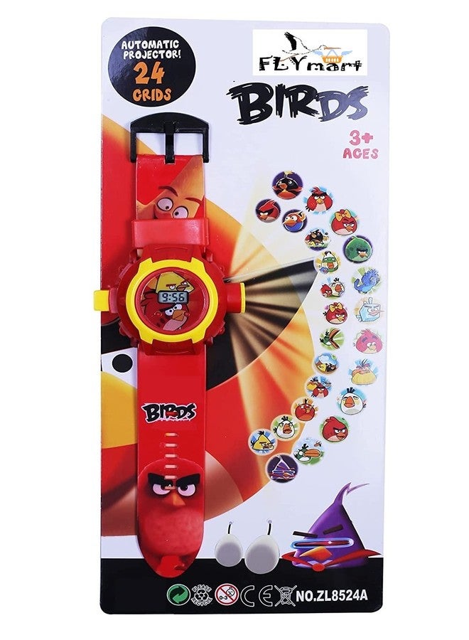 FLYmart Digital 24 Images Projector Watch for Kids, Cool Figure for Fun time, Cartoon Show for Kids | Birthday Return Gift, Trending Character Projector Wrist Toy- Set of 1 (Anger Birds Projection) - Image 1