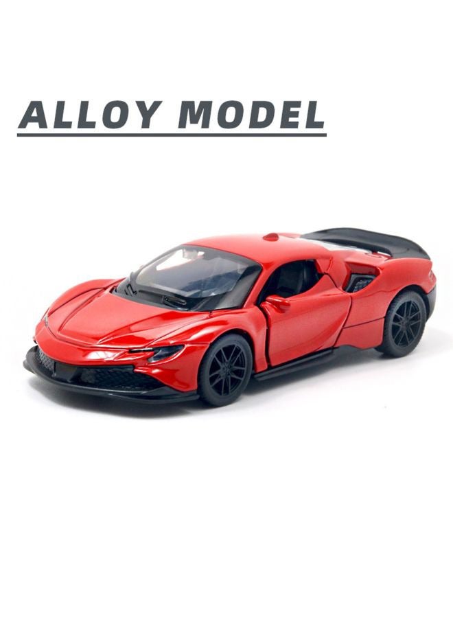 HALAMODO 1:36 Alloy Sports Car Model , Pull-Back Toy Car , Model Car for Kids Boy Girl Gift , Collectible Display ,Red 12 cm*5 cm*3 cm ﻿ - Image 1