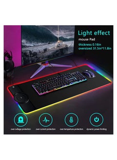 Generic Wireless Charger Mouse Pad, 10W Extended RGB Mouse Pad Non-Slip Rubber Base 10 Lighting Modes, Qi Fast Charging Gaming Mousepad for Galaxy S10/S9/S8 Plus iPhone 11/12 Pro  - Image 5