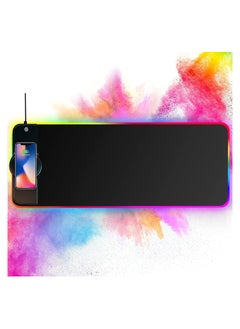 Generic Wireless Charger Mouse Pad, 10W Extended RGB Mouse Pad Non-Slip Rubber Base 10 Lighting Modes, Qi Fast Charging Gaming Mousepad for Galaxy S10/S9/S8 Plus iPhone 11/12 Pro  - Image 1