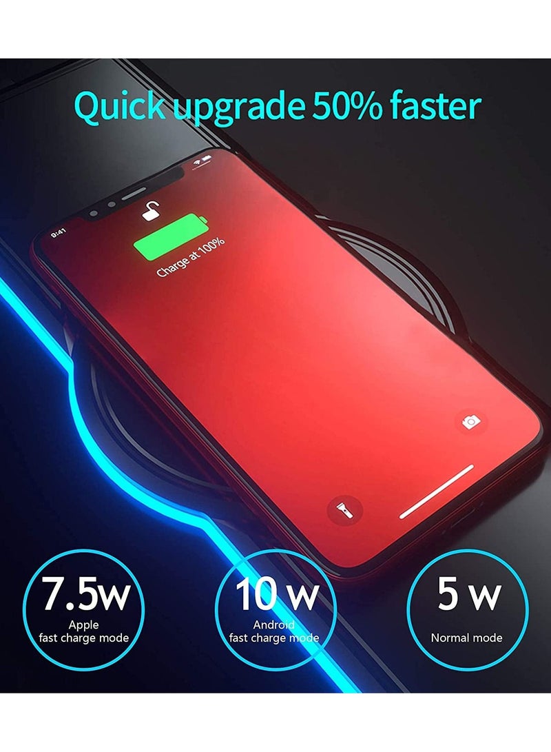 Wireless Charger Mouse Pad, 10W Extended RGB Mouse Pad Non-Slip Rubber Base 10 Lighting Modes, Qi Fast Charging Gaming Mousepad for Galaxy S10/S9/S8 Plus iPhone 11/12 Pro - Image 4