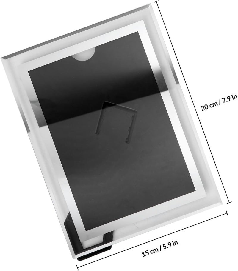 Crystal Glass Picture Frame 6-inch, Certificate and Photo Holder, 10.2x15.3 Cm Display Stand Frame for Home and Office Décor - Image 2
