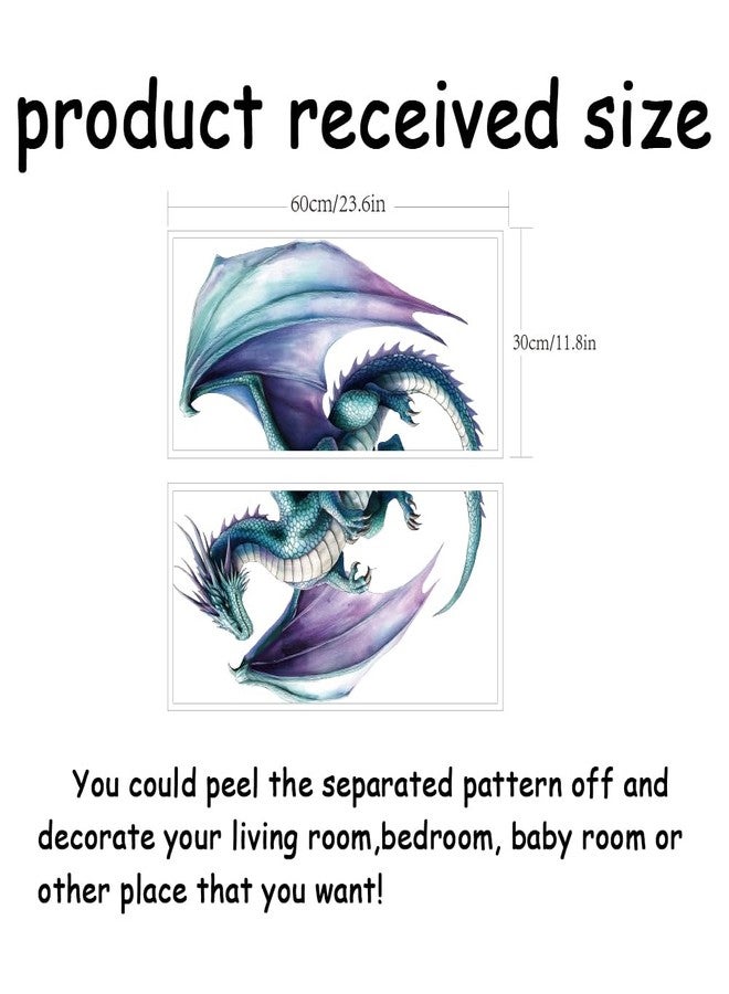 SUPERDANT Flying Dragon Wall Stickers Colorful Dragon Wall Decor Nursery Stickers Animal DIY Vinyl Murals Peel and Stick Wallpaper Art Decals for Home Kids Room Playroom Living Room Decoration - Image 2