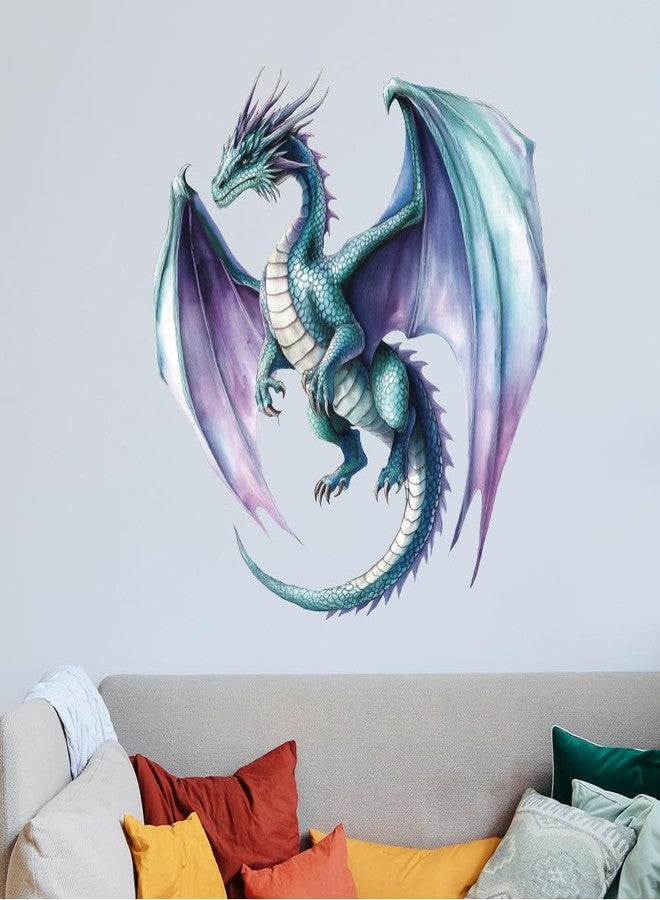 SUPERDANT Flying Dragon Wall Stickers Colorful Dragon Wall Decor Nursery Stickers Animal DIY Vinyl Murals Peel and Stick Wallpaper Art Decals for Home Kids Room Playroom Living Room Decoration - Image 1