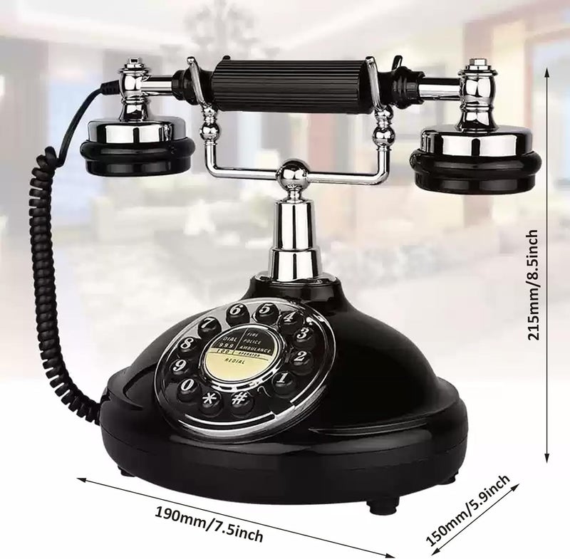 TelPal Black Retro Phone, Corded Landline Telephone for Home/Office/Hotel, Old Fashion Vintage Telephone with Last Number Redial, Wired Antique Phone Gift for Seniors - Image 2