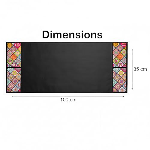 Fancy Walas Microwave Oven Cover & Top Cover for Kitchen Decor Durable Dustproof Waterproof Microwave Cover, Oven Cover, Modern Design with 4 Side Pockets for Kitchen Accessories - Multi (100 x 35 cm) - Image 3