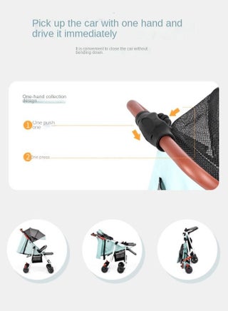 Lightweight Baby Stroller With One-click Folding, Two-way, Oversized Canopy, Removable Tray, and insect protection net, suitable for infants from 0 to 36 months, Adjustable Canopy, and Trolley Handle for Easy Air Travel, Stroller With 5-Point Safety Belt etc., - Blue - view 4